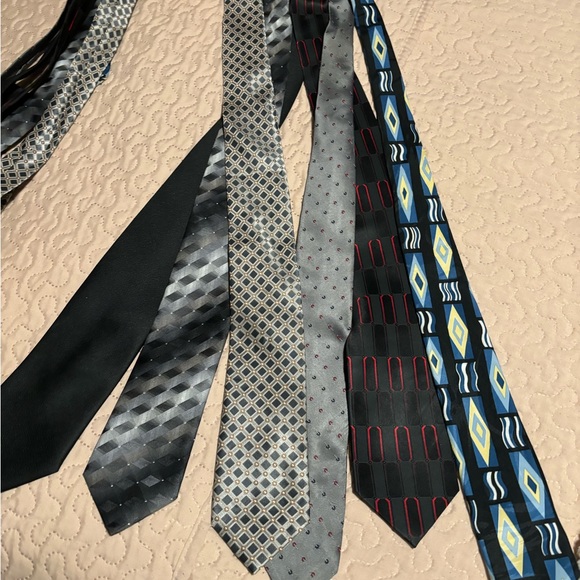 Six Mens Ties Polyester To Silk Blend Fabric 57 To 60 Inches Long Multiple Brand - Picture 2 of 5